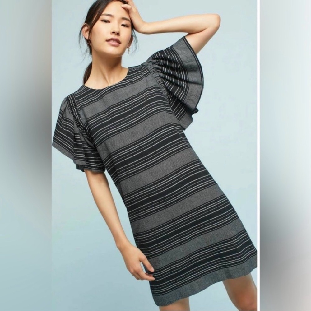 Moon River by Anthropologie
Denmark Stripe Tunic Ruffle
Sleeve Dress Size Medium - Picture 1 of 7